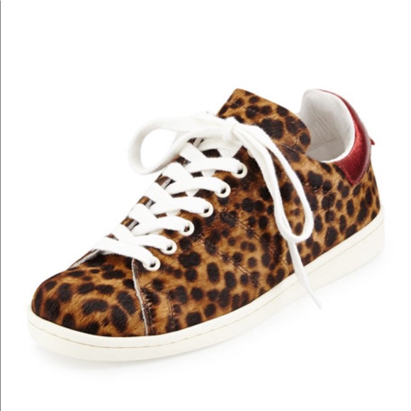 Isabel Marant Leopard-Print Calf Hair Sneakers - Picture 1 of 3